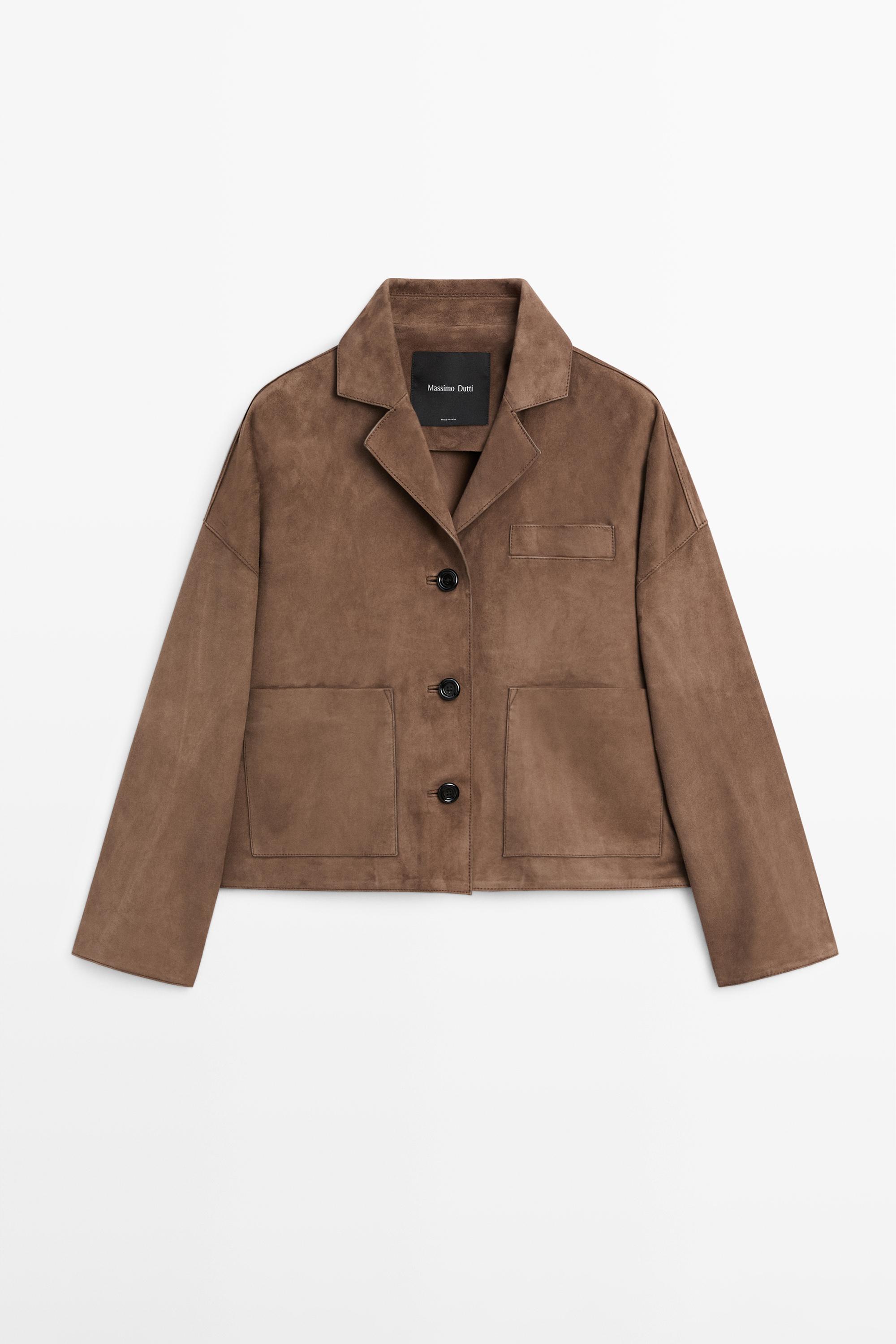 Veste fluide en cuir finition daim